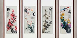 手工刺绣客厅装饰画梅兰竹菊