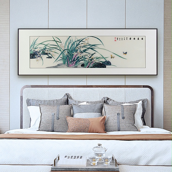 卧室装饰画——手工刺绣兰花图《兰蕙齐放》