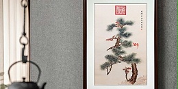 手工刺绣玄关装饰画松寿图