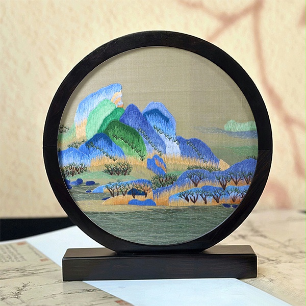 一字型双面绣摆件