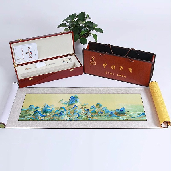 手工刺绣千里江山图