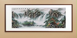 手工刺绣客厅装饰画山水画