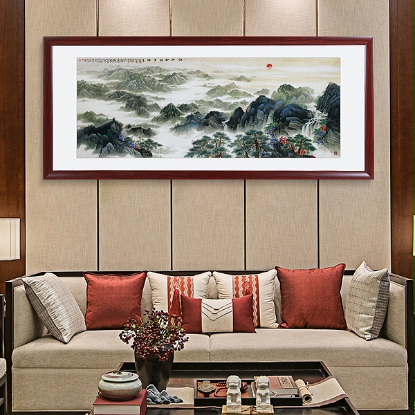 一涵汴绣办公室挂画——手工刺绣山水画《江山如此多娇》