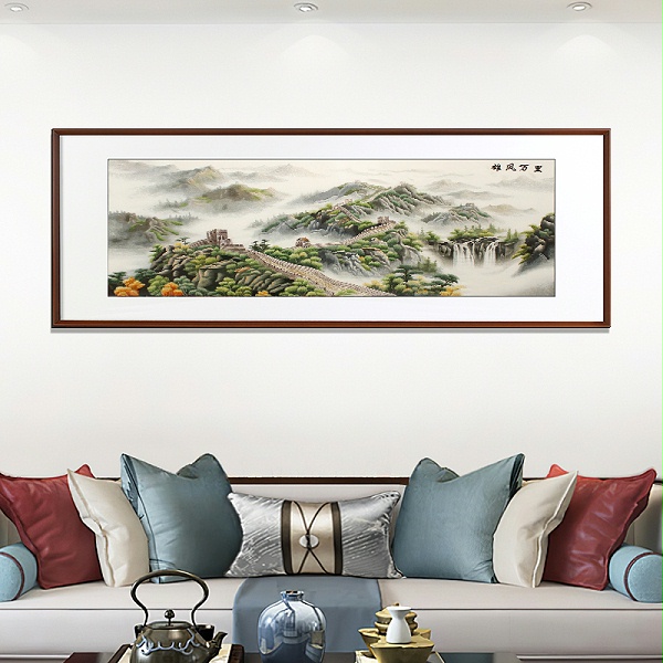 一涵汴绣办公室挂画——手工刺绣山水画《万里长城》