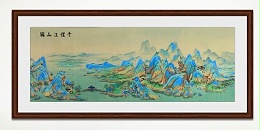手工刺绣办公室装饰画千里江山图
