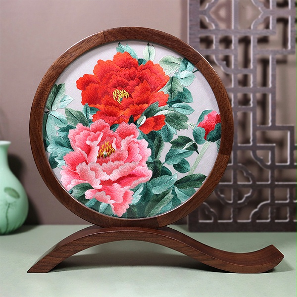 行云流水双面绣摆件