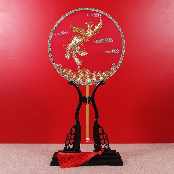 凤凰于飞盘金绣喜扇