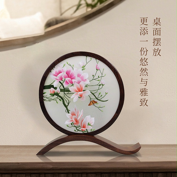 双面绣玉兰摆件