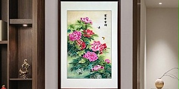 手工刺绣玄关装饰画