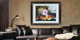 欧式客厅装饰画 刺绣油画一见倾心