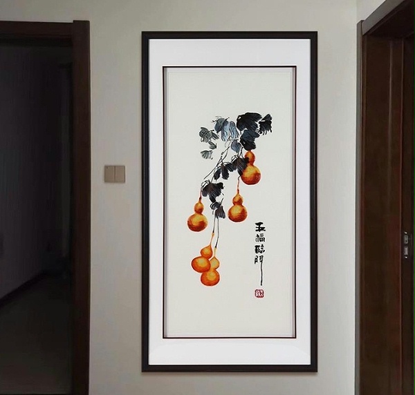 一涵汴绣玄关装饰画——刺绣葫芦画《五福临门》