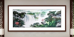 手工刺绣客厅装饰画山水画