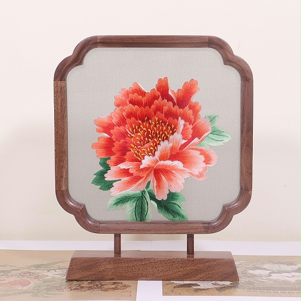 四和锦华双面绣摆件