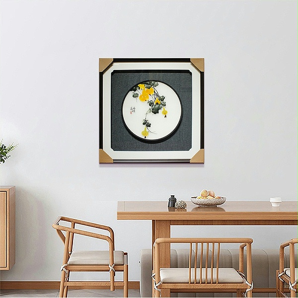 一涵汴绣手工刺绣餐厅装饰画《福禄》
