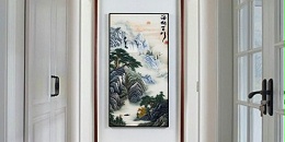 手工刺绣玄关装饰画山水画