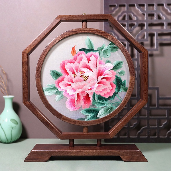 八方来财双面绣摆件