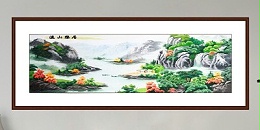 手工刺绣客厅装饰画溪山乐居