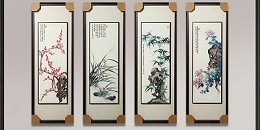 手工刺绣客厅装饰画梅兰竹菊
