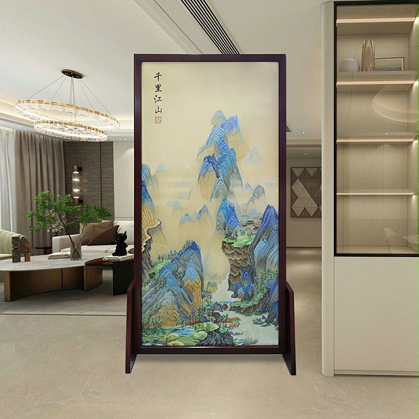 手工双面绣屏风《千里江山图》