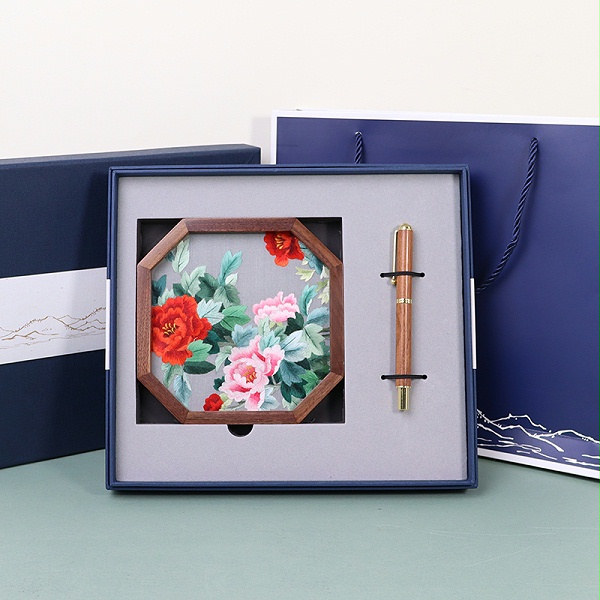 八面玲珑双面绣摆件