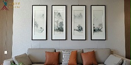 客厅挂什么画好？刺绣山水四条屏灵秀俊美