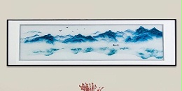 手工刺绣书房装饰画山水画