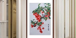 手工刺绣玄关装饰画