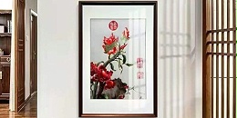 手工刺绣玄关装饰画