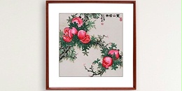 餐厅挂什么画好？刺绣石榴多子多福