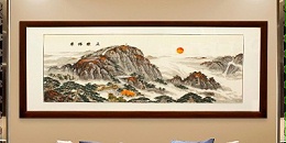 手工刺绣客厅装饰画五岳独尊山水画