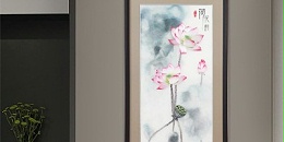 手工刺绣玄关装饰画荷花画