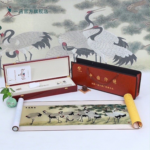 手工刺绣松鹤延年图——松鹤同春，福寿绵长