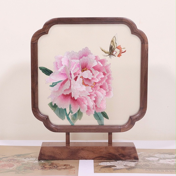 四和锦华双面绣摆件