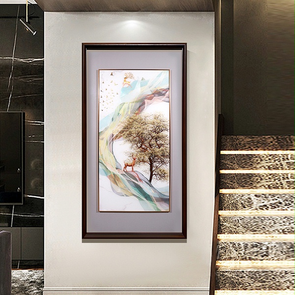 玄关画——手工刺绣福鹿图《财运亨通》