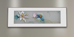 手工刺绣卧室装饰画荷花图