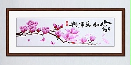 手工刺绣客厅装饰画家和万事兴