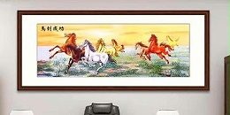 手工刺绣办公室装饰画马大成功挂画