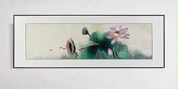 手工刺绣荷花装饰画卧室床头画