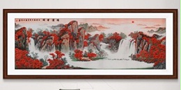 手工刺绣办公室装饰画鸿运当头