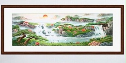 手工刺绣客厅山水画