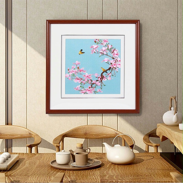 手工刺绣餐厅画《玉堂富贵》