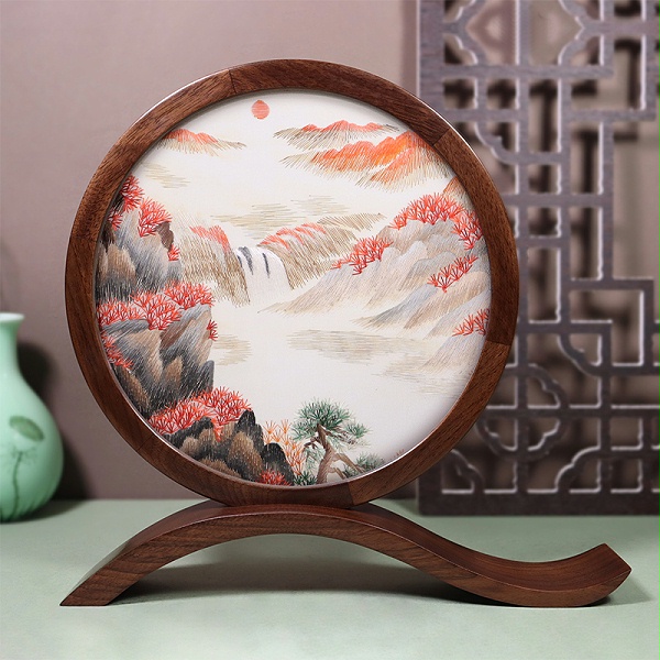 行云流水双面绣摆件