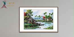 刺绣现代风景画 清新有诗意