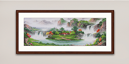 客厅装饰画手工刺绣山水画