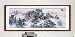 手工刺绣办公室装饰画泰山日出山水画