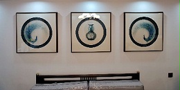 客厅装饰画：刺绣孔雀三联屏 平安幸福