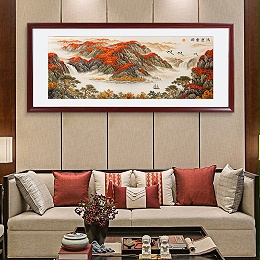 不知道客厅沙发背后挂什么山水画好？选这3种寓意好准没错
