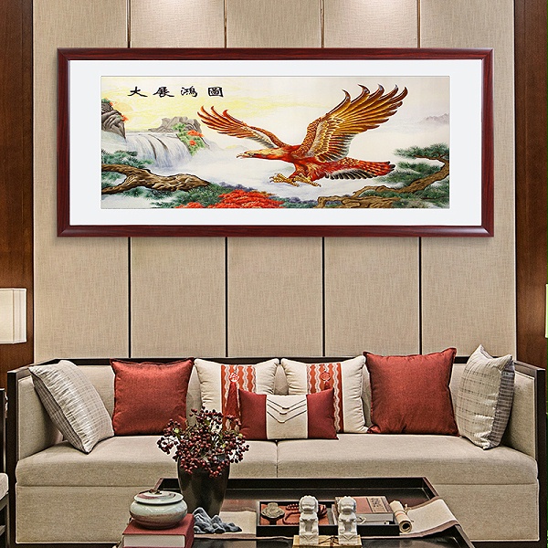 一涵汴绣客厅装饰画——手工刺绣山水画《大展鸿图》