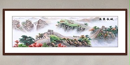 手工刺绣客厅装饰画万里长城