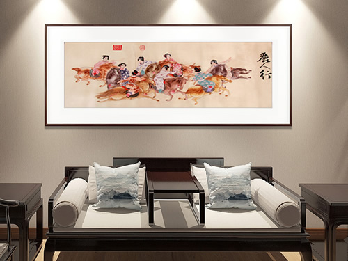 客厅装饰画挂什么好？刺绣虢国夫人游春图